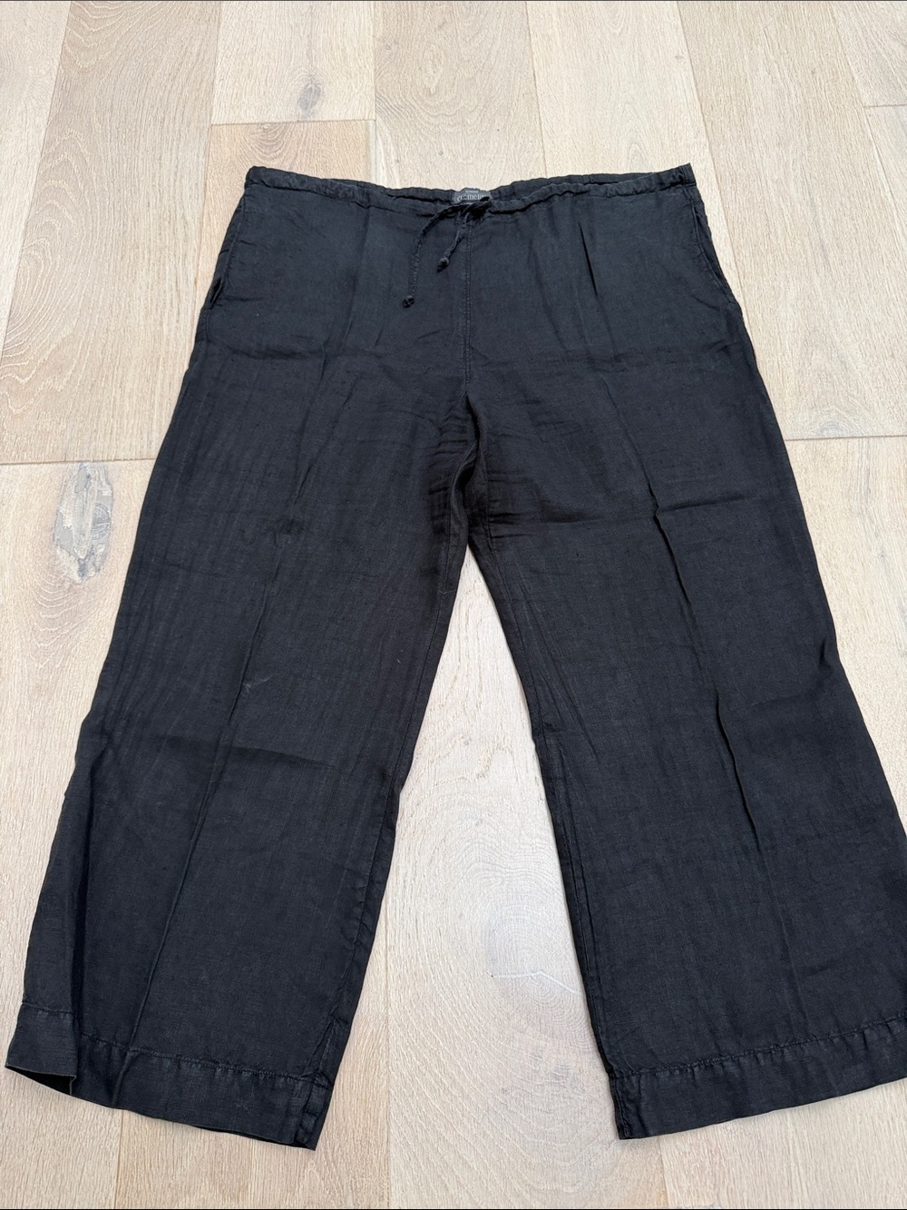 Black Drawstring Linen Pants